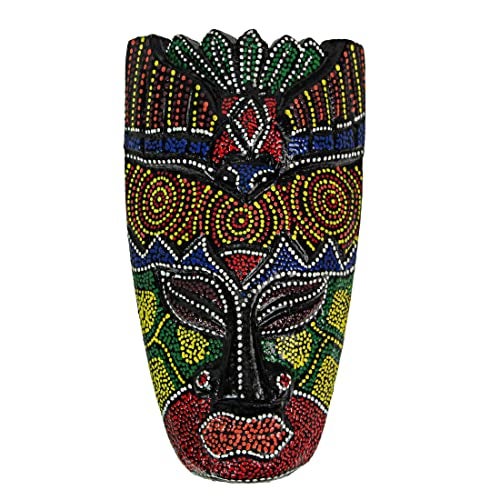 Things2Die4 Set of 10 Colorful Hand Carved Tropical Island Dot Painted Tribal Masks 6 1/2 Inches High Wall Hangings - Image 2