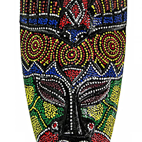 Things2Die4 Set of 10 Colorful Hand Carved Tropical Island Dot Painted Tribal Masks 6 1/2 Inches High Wall Hangings - Image 3