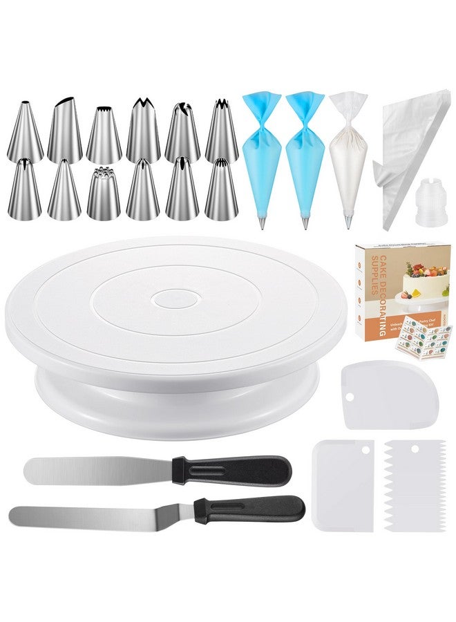 Kootek Kootek 71PCs Cake Decorating Supplies Kit with Revolving Cake Stand Turntable, 12 Numbered Icing Piping Tips, 2 Spatulas, 3 Icing Comb Scraper, 50+2 Piping Bags, and 1 Coupler for Baking - Image 1