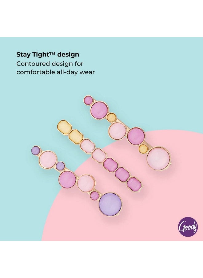 Goody Womens Hair Barrettes Assorted Watercolor Slideproof And Lock In Place Suitable For All Hair Types Pain Free Hair Accessories For Women And Girls 3 Count (Pack Of 1) - Image 3