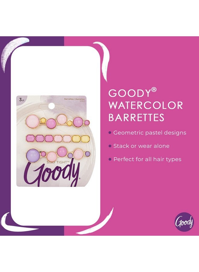 Goody Womens Hair Barrettes Assorted Watercolor Slideproof And Lock In Place Suitable For All Hair Types Pain Free Hair Accessories For Women And Girls 3 Count (Pack Of 1) - Image 2