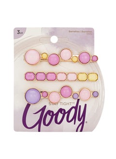 Goody Womens Hair Barrettes Assorted Watercolor Slideproof And Lock In Place Suitable For All Hair Types Pain Free Hair Accessories For Women And Girls 3 Count (Pack Of 1)  - Image 1