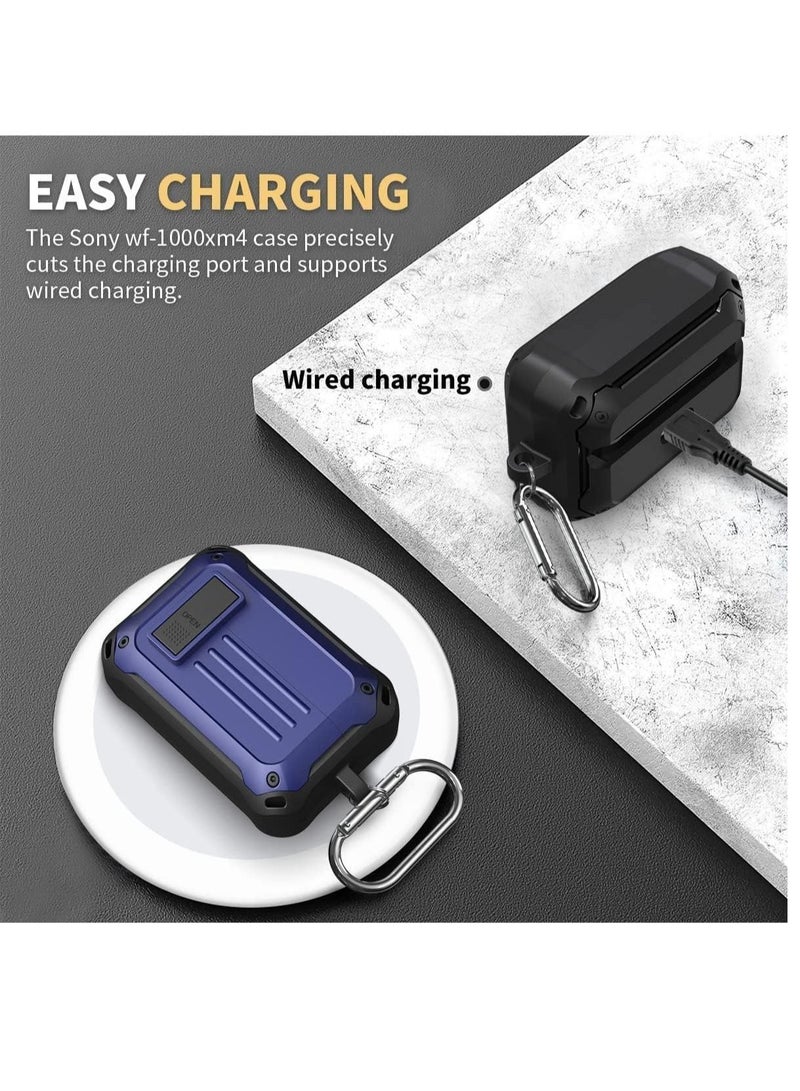 Captaintech Case for Sony WF-1000XM4(2021), with Secure Lock Armor Series Military Protective Cover Full-Body Shockproof Shell with Keychain Blue - Image 4