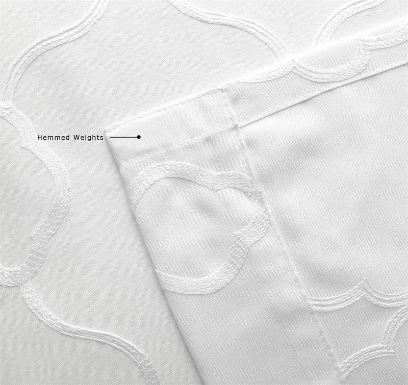 MIUCO Moroccan Embroidered Semi Sheer Curtains Faux Linen Grommet Window Curtains for Bedroom Living Room 84 Inches Long 2 Panels, Pure White - Image 5