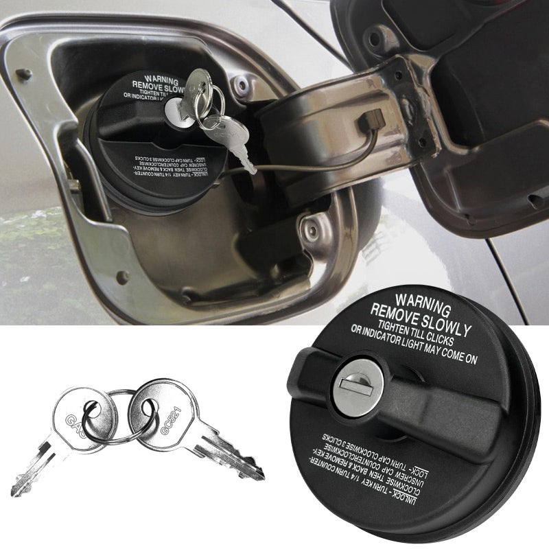 Hirificing Locking Gas Cap Fuel Tank with Key, Gas Cap Lock Locking Fuel Cap Cover Compatible with Toyota 4Runner, Chevy Silverado 1500 2500 3500, Nissan GMC Honda Subaru Buick #10504 77300-47020 - Image 1