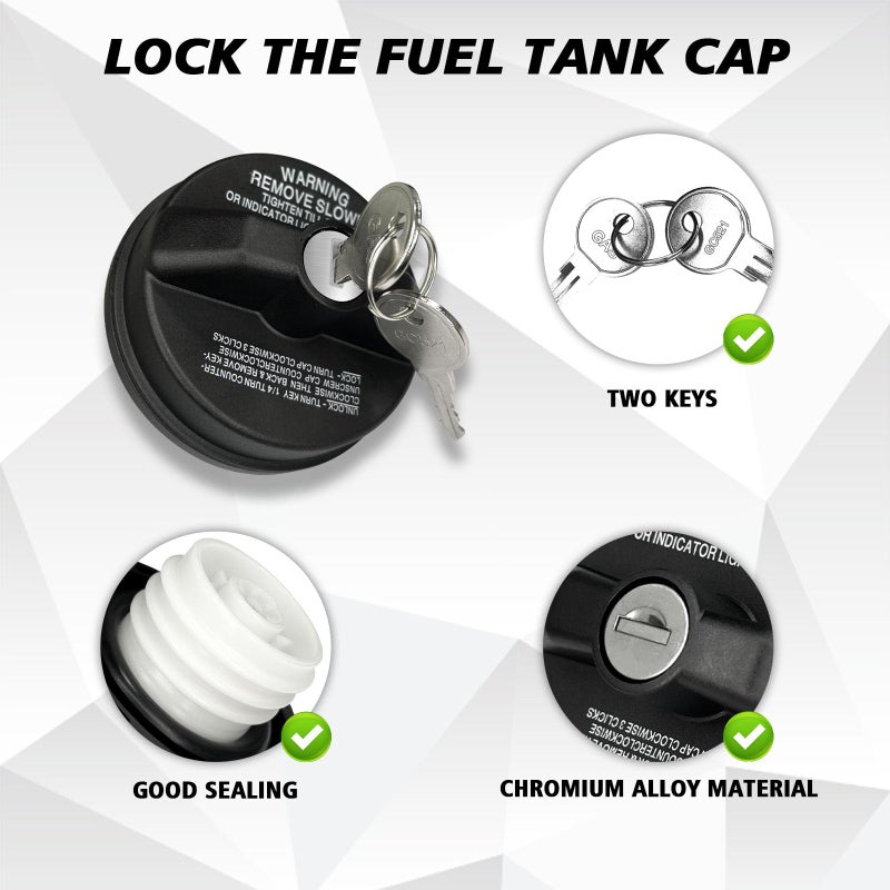 Hirificing Locking Gas Cap Fuel Tank with Key, Gas Cap Lock Locking Fuel Cap Cover Compatible with Toyota 4Runner, Chevy Silverado 1500 2500 3500, Nissan GMC Honda Subaru Buick #10504 77300-47020 - Image 3