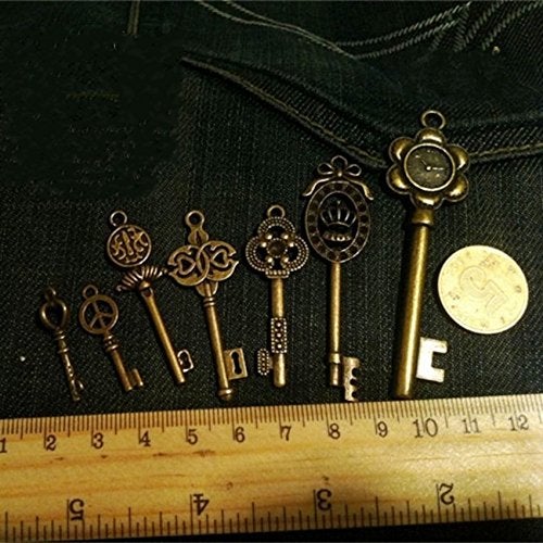 bouti1583 Vintage Skeleton Keys Charm Set Royal Key in Antique Bronze Pack of 12 Keys, 12 Different Style, No Repeat - Image 3