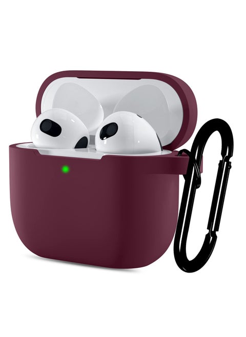 AirPods 3 Case Cover with Keychain Full Body Protective Shockproof Cute Soft Silicone Compatible with Airpods 3rd Generation Case for Women Men Front LED Visible scarlet