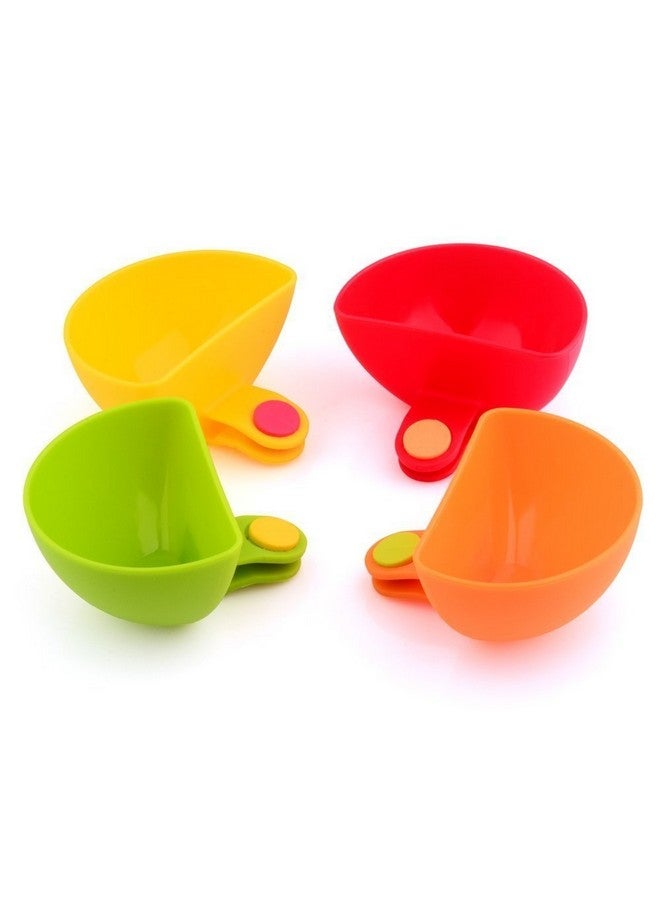 Nexgen 4Pcs Multi-Purpose Mini Kitchen Condiment Dip Clips Tomato Sauce Salt Vinegar Sugar Flavor Spices Plate Bowl Container Dish Unique Serving Item (Random Color) - Image 1