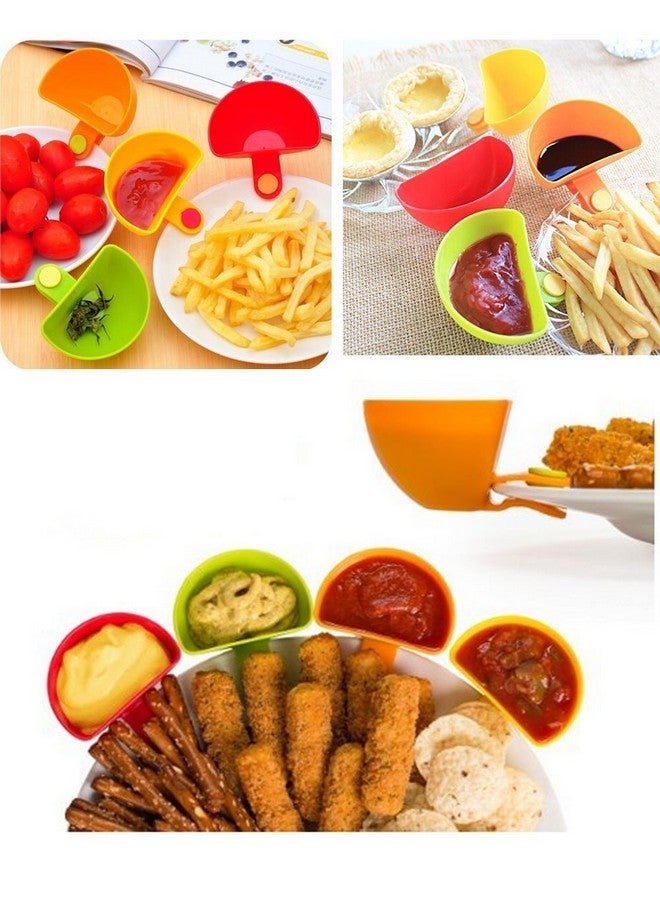 Nexgen 4Pcs Multi-Purpose Mini Kitchen Condiment Dip Clips Tomato Sauce Salt Vinegar Sugar Flavor Spices Plate Bowl Container Dish Unique Serving Item (Random Color) - Image 4