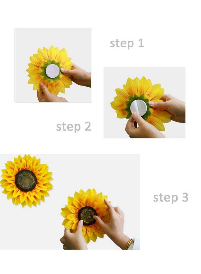 Ulfanit 3D Sunflower Wall Decals - 6pcs in 8in/10in Lifelike Removable Art DIY Sunflower Decor for Kindergarten, Birthday Party, Home, Nursery, Girl's Room - Image 3