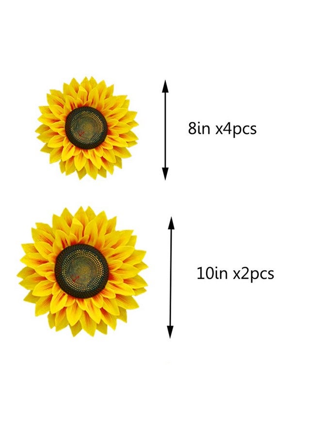 Ulfanit 3D Sunflower Wall Decals - 6pcs in 8in/10in Lifelike Removable Art DIY Sunflower Decor for Kindergarten, Birthday Party, Home, Nursery, Girl's Room - Image 2