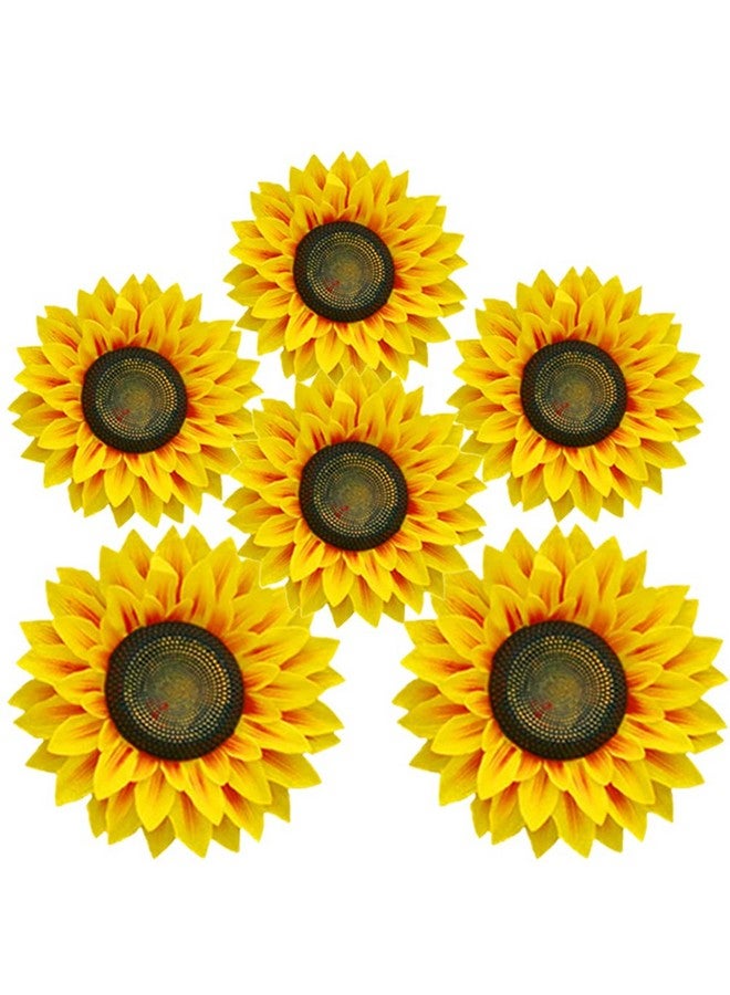 Ulfanit 3D Sunflower Wall Decals - 6pcs in 8in/10in Lifelike Removable Art DIY Sunflower Decor for Kindergarten, Birthday Party, Home, Nursery, Girl's Room - Image 1