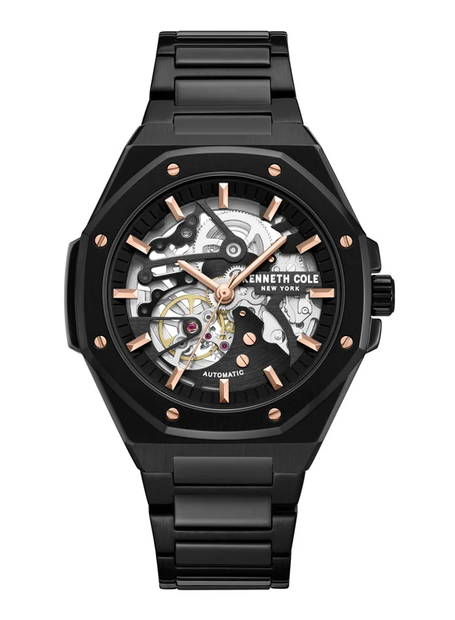 Kenneth Cole New York Kenneth Cole New York 42X50mm Automatic Men's Watch with Black Dial & Black Stainless Steel Bracelet