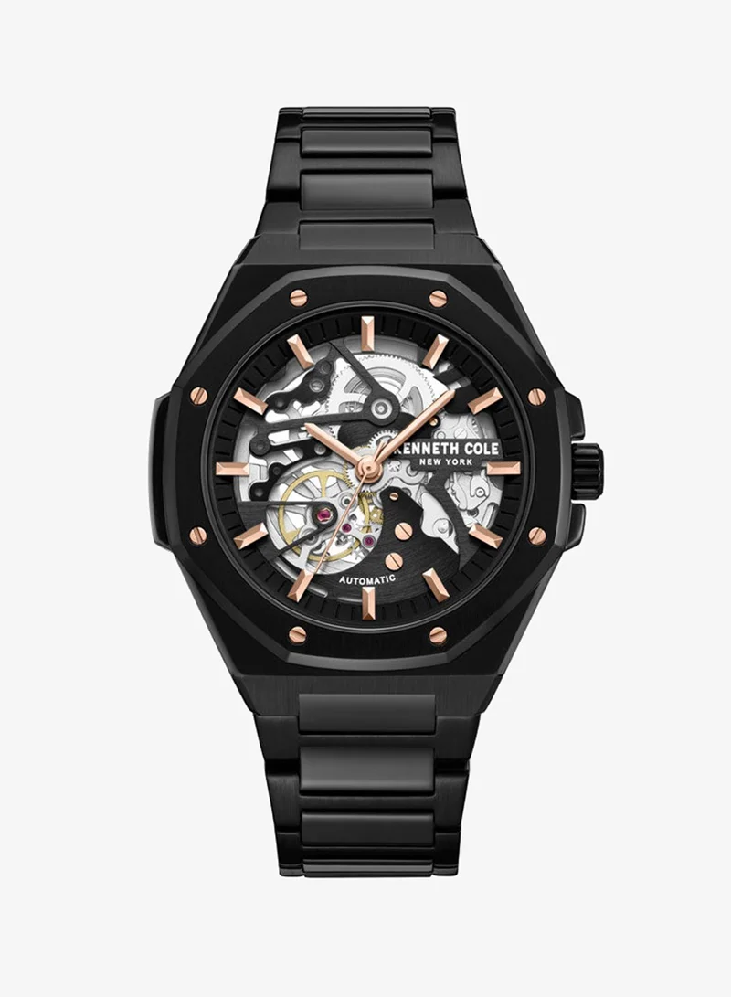 Kenneth Cole New York Kenneth Cole New York 42X50mm Automatic Men's Watch with Black Dial & Black Stainless Steel Bracelet