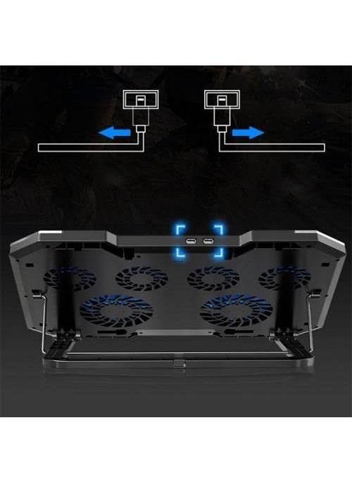 Coofbe Height Adjustable Fan Notebook Cooler, RGB LED Lighted Laptop Cooler, 6 Fans  - Image 2