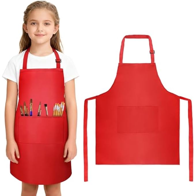 KIDS ART APRONS SMOCKS - KID PAINTING SMOCK APRON WITH 2 POCKETS, CHILDREN PAINT ARTIST CLOTH FOR 3-6 CHILDRENS SCHOOL DRAWING CRAFT EATING COOKING - Image 1