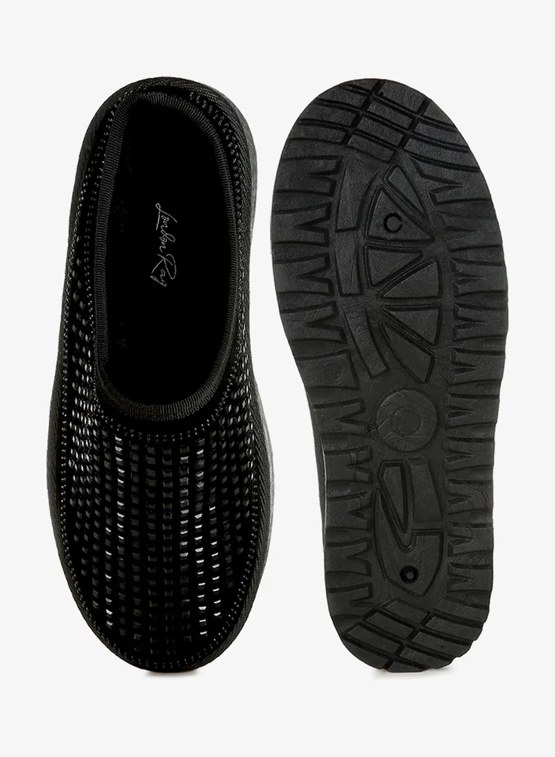 London Rag Black Black Rhinestones Embellished Platform Classic Slip-On for Women | Best Price UAE