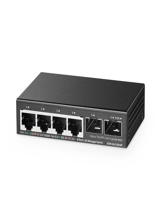 Binardat 4 Port 2.5G Web Managed Switch with 2x10G SFP, Ultra-Mini Size, Metal Multi-Gigabit Desktop/Wallmount Network Switch - Image 1