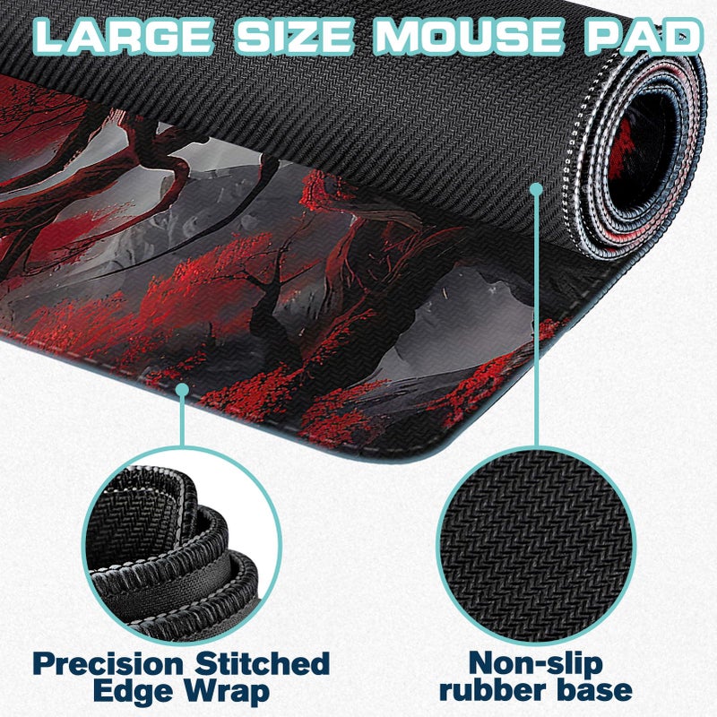 Yuhijoy Mouse Pad Gaming - Desk Mat for Keyboard and Mouse - Anime Large Mouse Pads for Desk, Japanese Gaming Mousepad with Non-Slip Base, Desks Pad (31.5" X 11.8") for Game and Office (Full-Moon) - Image 2