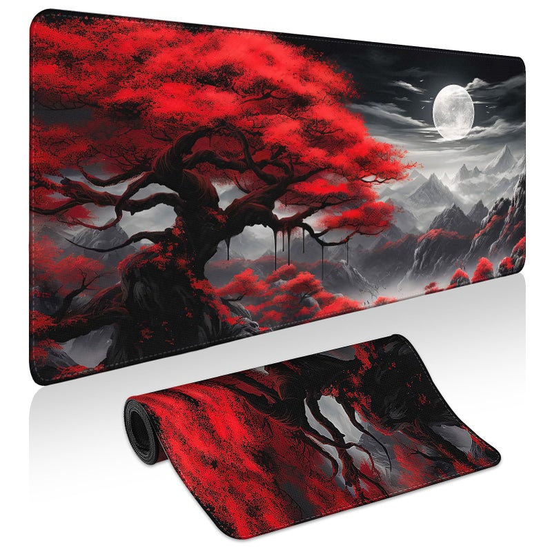 Yuhijoy Mouse Pad Gaming - Desk Mat for Keyboard and Mouse - Anime Large Mouse Pads for Desk, Japanese Gaming Mousepad with Non-Slip Base, Desks Pad (31.5" X 11.8") for Game and Office (Full-Moon) - Image 1