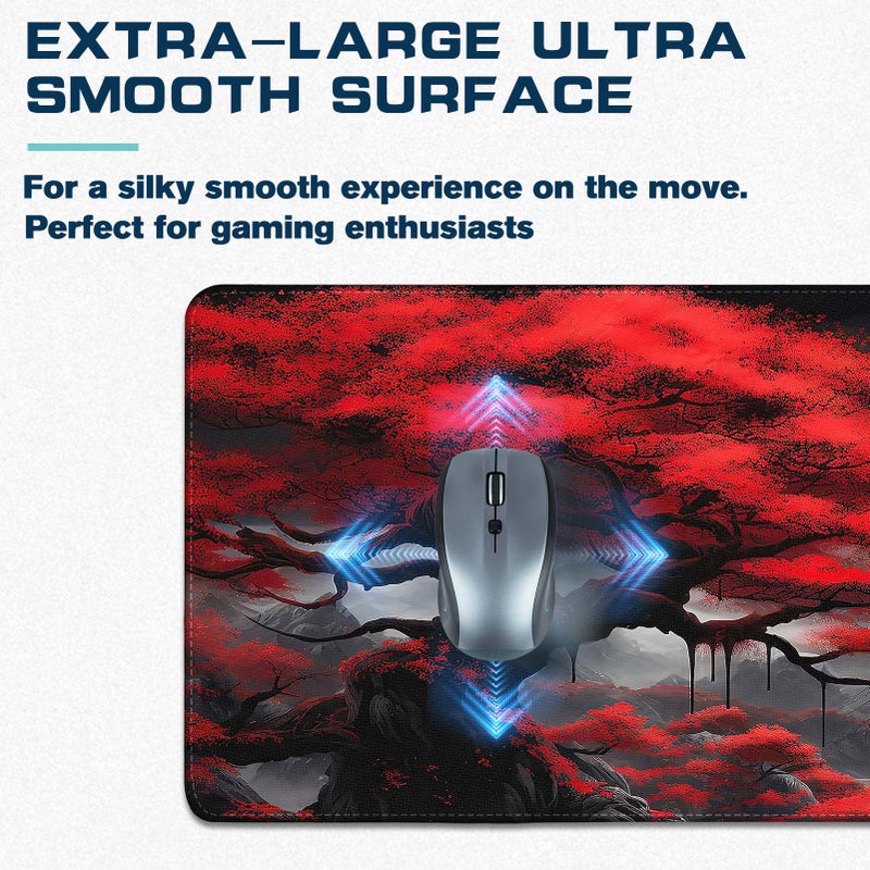 Yuhijoy Mouse Pad Gaming - Desk Mat for Keyboard and Mouse - Anime Large Mouse Pads for Desk, Japanese Gaming Mousepad with Non-Slip Base, Desks Pad (31.5" X 11.8") for Game and Office (Full-Moon) - Image 4