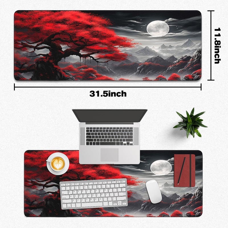 Yuhijoy Mouse Pad Gaming - Desk Mat for Keyboard and Mouse - Anime Large Mouse Pads for Desk, Japanese Gaming Mousepad with Non-Slip Base, Desks Pad (31.5" X 11.8") for Game and Office (Full-Moon) - Image 5