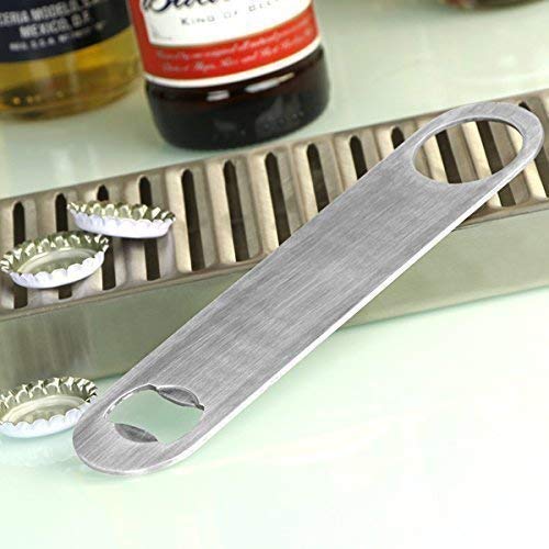 NJ Stainless Steel Flat Bottle Opener, Bar Blade, Speed Opener, Beer Bottle Opener for Kitchen, Bar or Restaurant with Free Spinner Rings: Set of 6 Pcs - Image 4