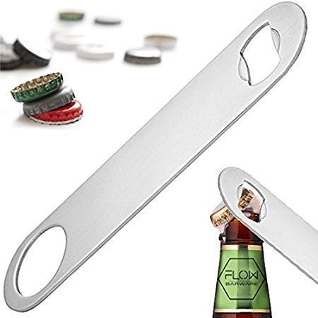 NJ Stainless Steel Flat Bottle Opener, Bar Blade, Speed Opener, Beer Bottle Opener for Kitchen, Bar or Restaurant with Free Spinner Rings: Set of 6 Pcs - Image 5