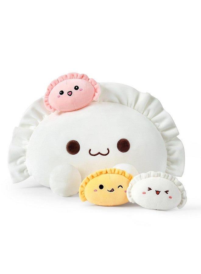Ditucu Cute Dumpling Plush Pillow Mommy 14 inch with 3 Littles 4 inch Family Food Shaped Stuffed Animal Plushies Toys Gifts for Kids - Image 1