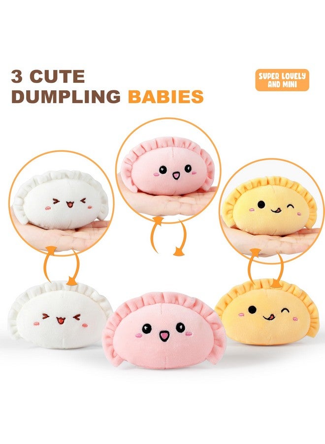 Ditucu Cute Dumpling Plush Pillow Mommy 14 inch with 3 Littles 4 inch Family Food Shaped Stuffed Animal Plushies Toys Gifts for Kids - Image 5