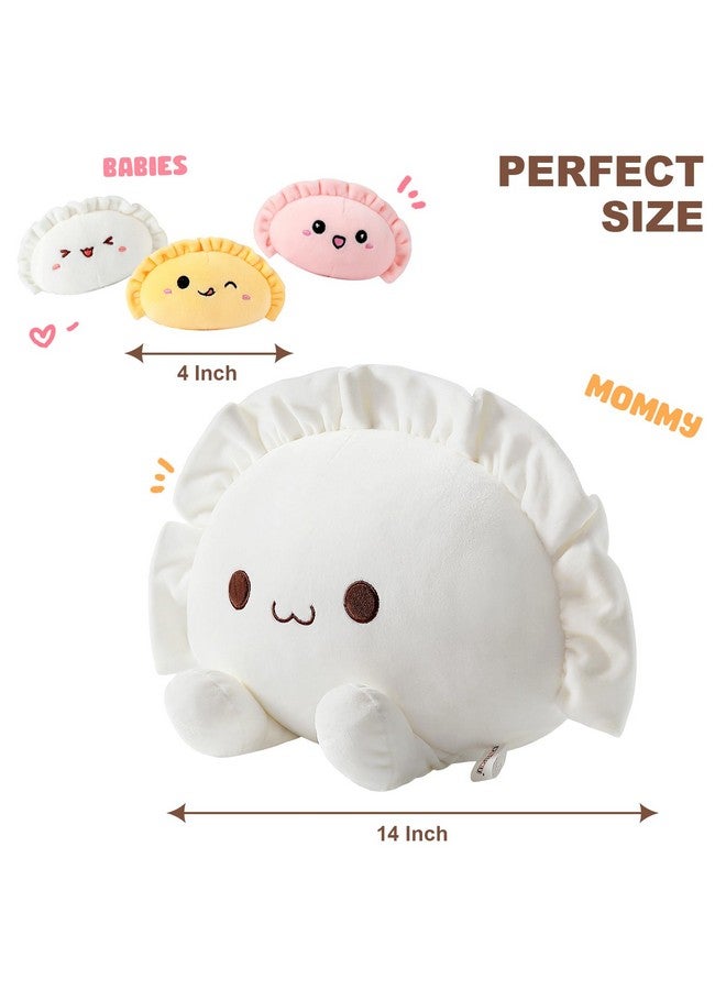 Ditucu Cute Dumpling Plush Pillow Mommy 14 inch with 3 Littles 4 inch Family Food Shaped Stuffed Animal Plushies Toys Gifts for Kids - Image 3