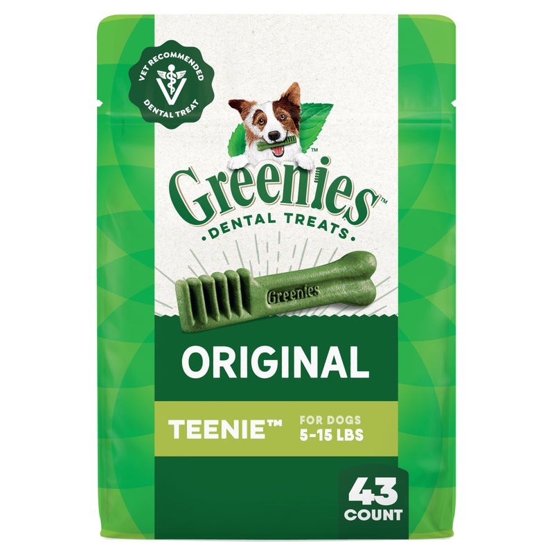 Greenies Veterinarian-Recommended Natural Dental Dog Treats Teenie Size, Original Flavor, 12 oz. Pack, 43 Count - Image 1