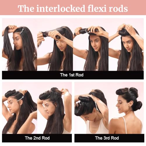 MAYCREATE® Heatless Hair Curler, Flexible Curling Rod with Hook, Satin Rollers for All Hair Types, No Heat Curls to Sleep for Curl Rods, Heatless Curls for Blowout Hair, Beige - Image 4