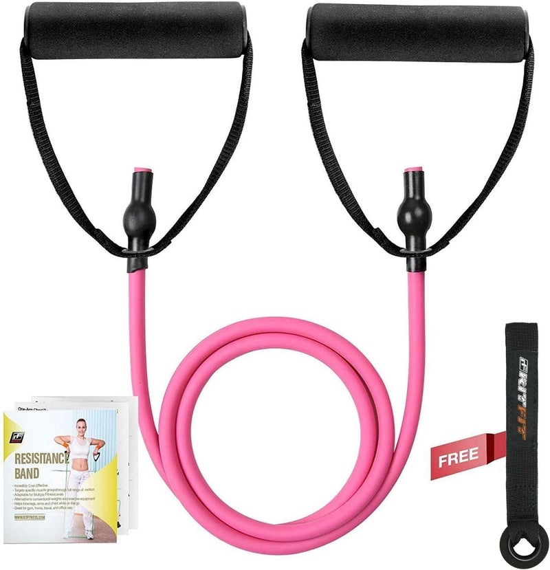 RitFit Single Resistance Exercise Band with Comfortable Handles - Ideal for Physical Therapy, Strength Training, Muscle Toning - Door Anchor and Starter Guide Included - Image 1