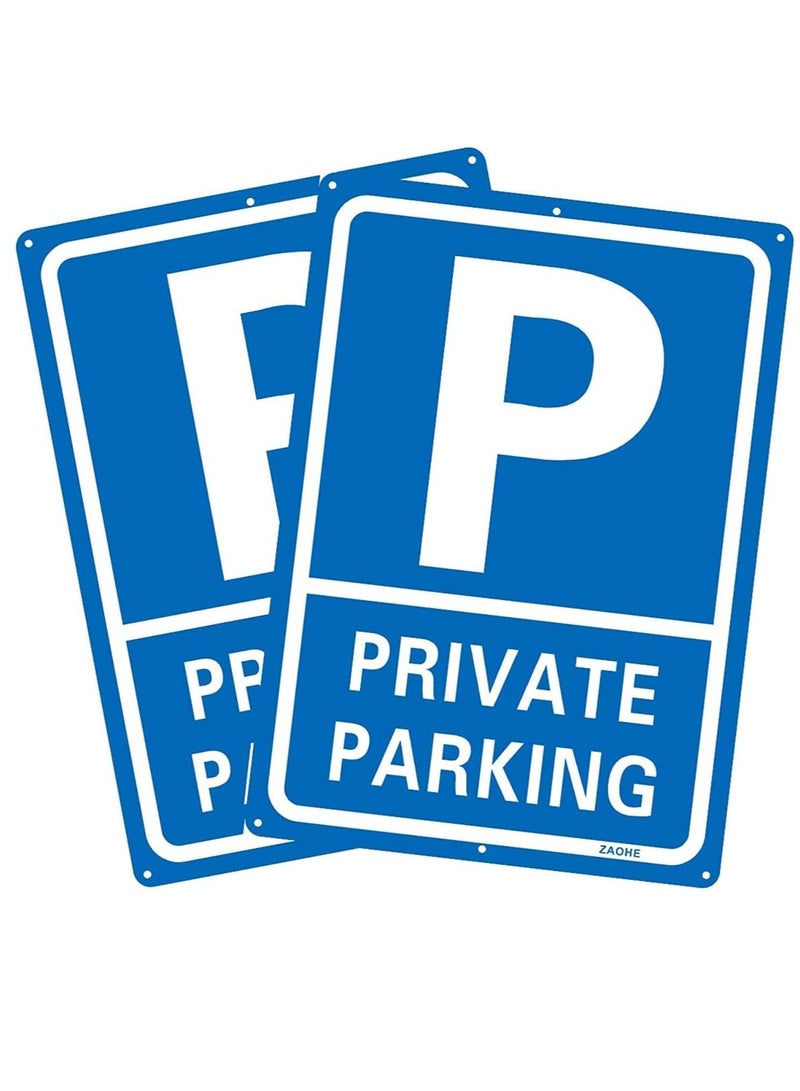 Maxsafe 2-Pack Private Parking Sign - Aluminum Traffic Sign with 2 Mounting Holes, 30 x 25 cm, 2-Pack  - Image 1