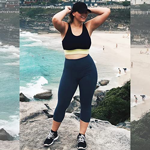 NEW YOUNG 3 Pack Plus Size Capri Leggings with Pockets for Women,High Waist Tummy Control Workout Yoga Leggings - Image 5