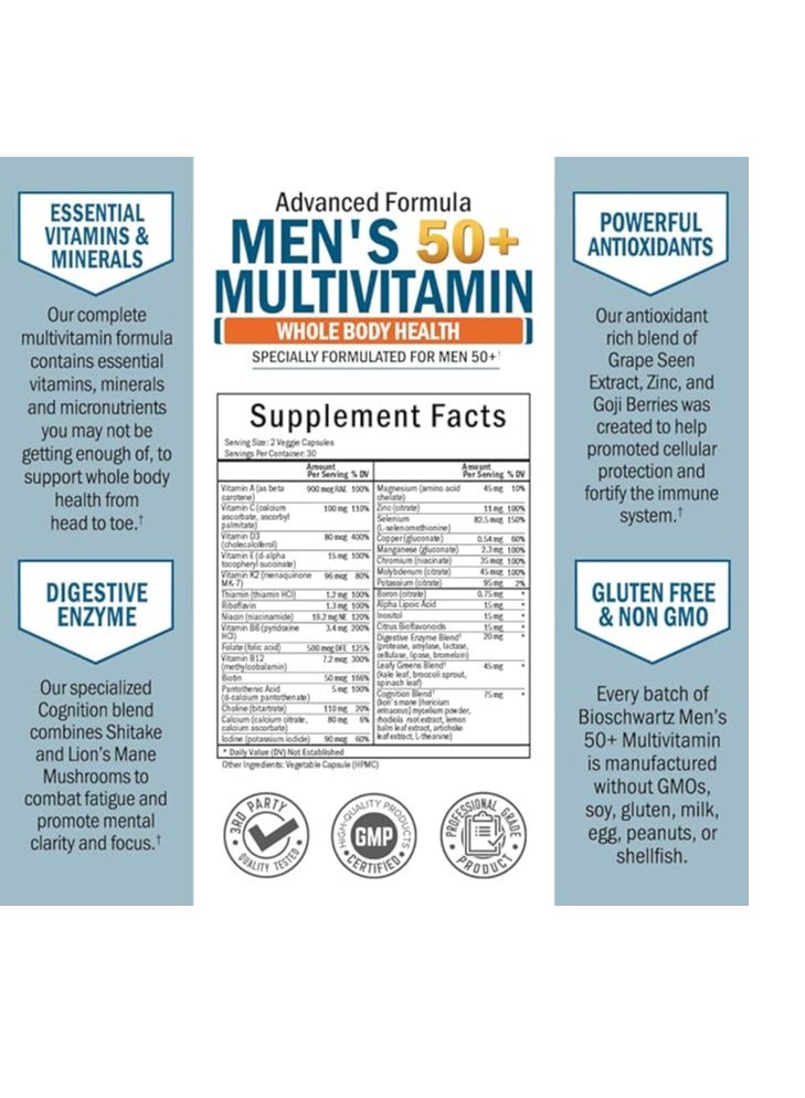 BioSchwartz Once Daily Multivitamin for Men 50 and Over for Memory & Brain Health Support 60 Count - Image 2
