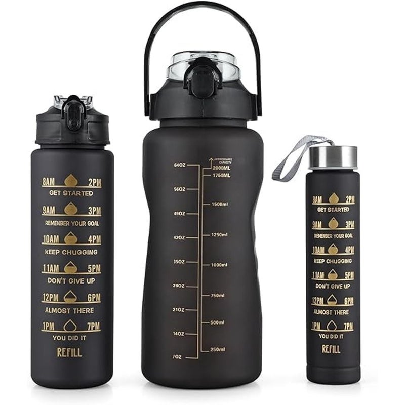 ALKAYAN Set of 3 Plastic Water Bottle – BPA Free & Leak Proof | 300ml, 900ml, 2L | Su... - Image 1
