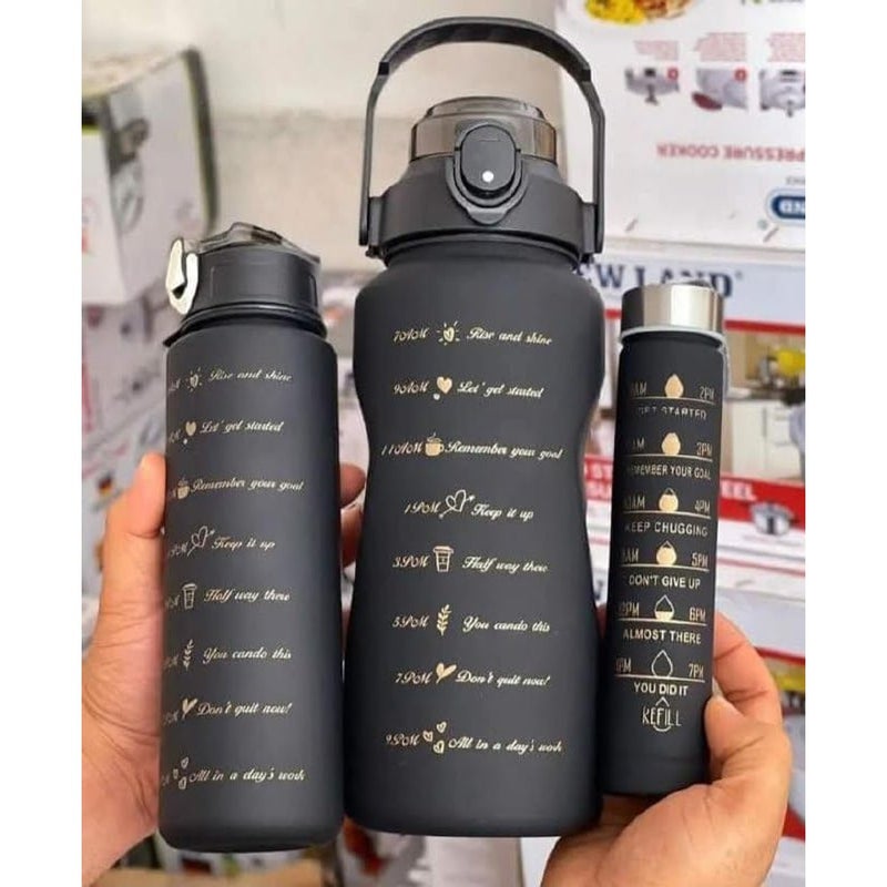 ALKAYAN Set of 3 Plastic Water Bottle – BPA Free & Leak Proof | 300ml, 900ml, 2L | Su... - Image 2
