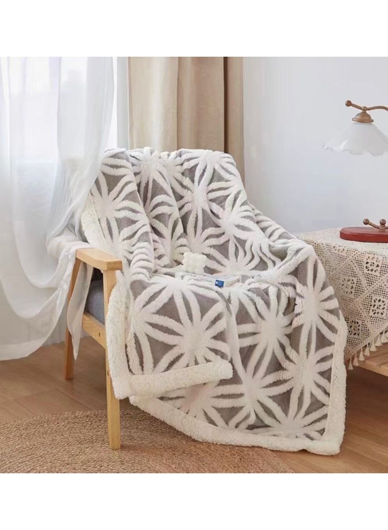 Comfy Embossed Geometric Design New Collection Warm 200 x 230Cm Grey Blanket