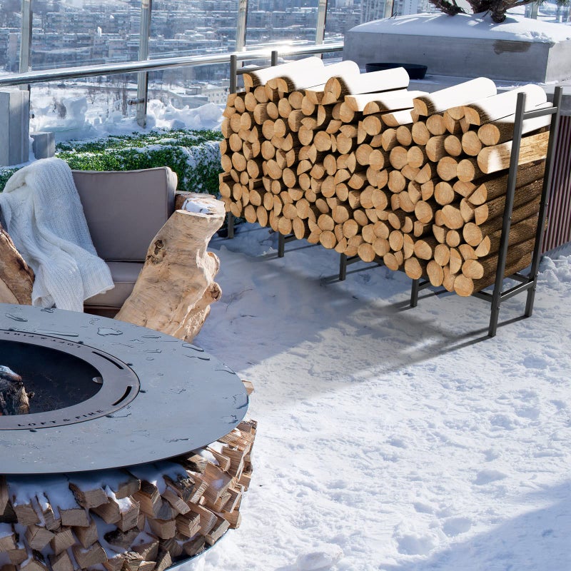 NANANARDOSO حامل خشب نار داخلي وخارجي بطول 5.3 قدم لتخزين الحطب، حامل سجلات قابل للتعديل، حامل ثقيل للحطب لتخزين الخشب المعدني وتنظيمه - Image 5