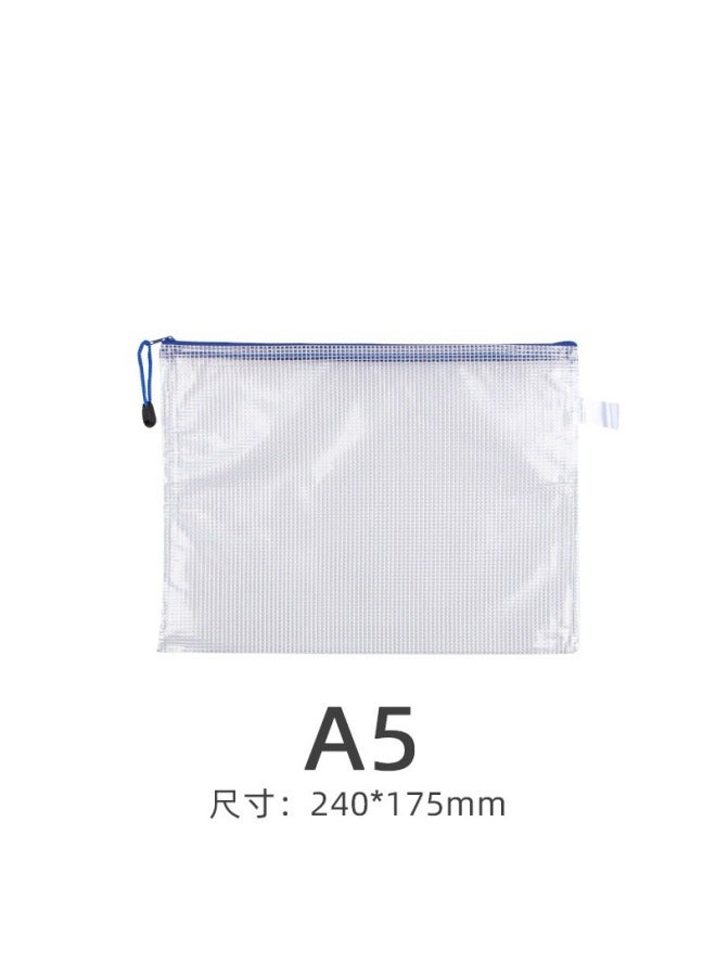 Transparent File Bag  A4 Office Supplies Mesh Zipper Bag Stationery Pvc Waterproof Satchel Test Paper Information Bag - Image 1