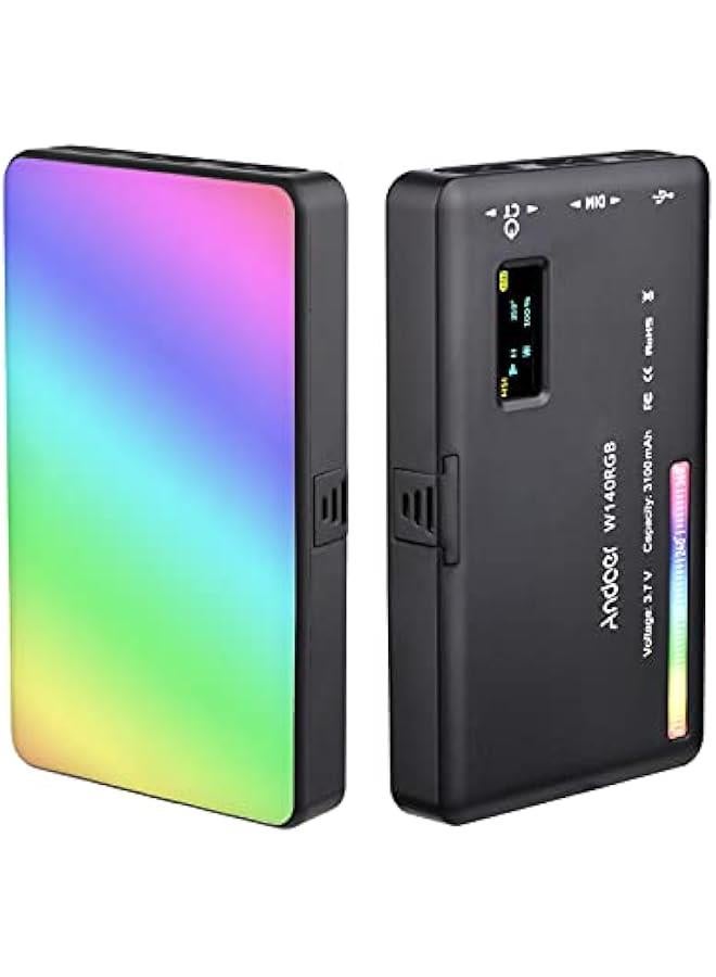 BWSJ W140 RGB LED Video Light  Photography Fill Light CRI95 2500K9000K Dimmable 20 Lighting Effects with LCD Display Cold Shoe Adapter for Vlog Live Streaming Video Conference Product - Image 1