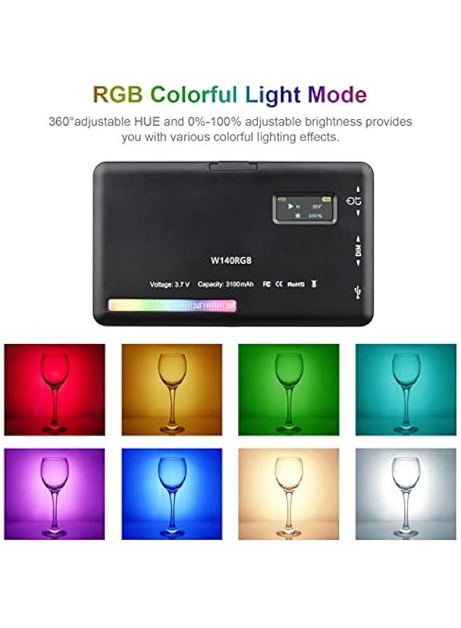 BWSJ W140 RGB LED Video Light  Photography Fill Light CRI95 2500K9000K Dimmable 20 Lighting Effects with LCD Display Cold Shoe Adapter for Vlog Live Streaming Video Conference Product - Image 2