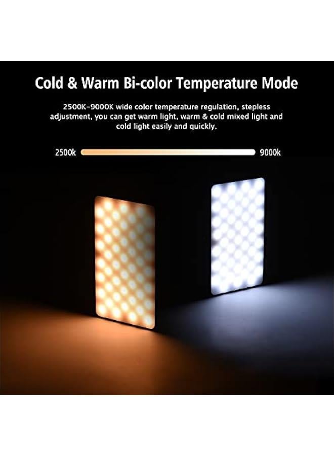 BWSJ W140 RGB LED Video Light  Photography Fill Light CRI95 2500K9000K Dimmable 20 Lighting Effects with LCD Display Cold Shoe Adapter for Vlog Live Streaming Video Conference Product - Image 3