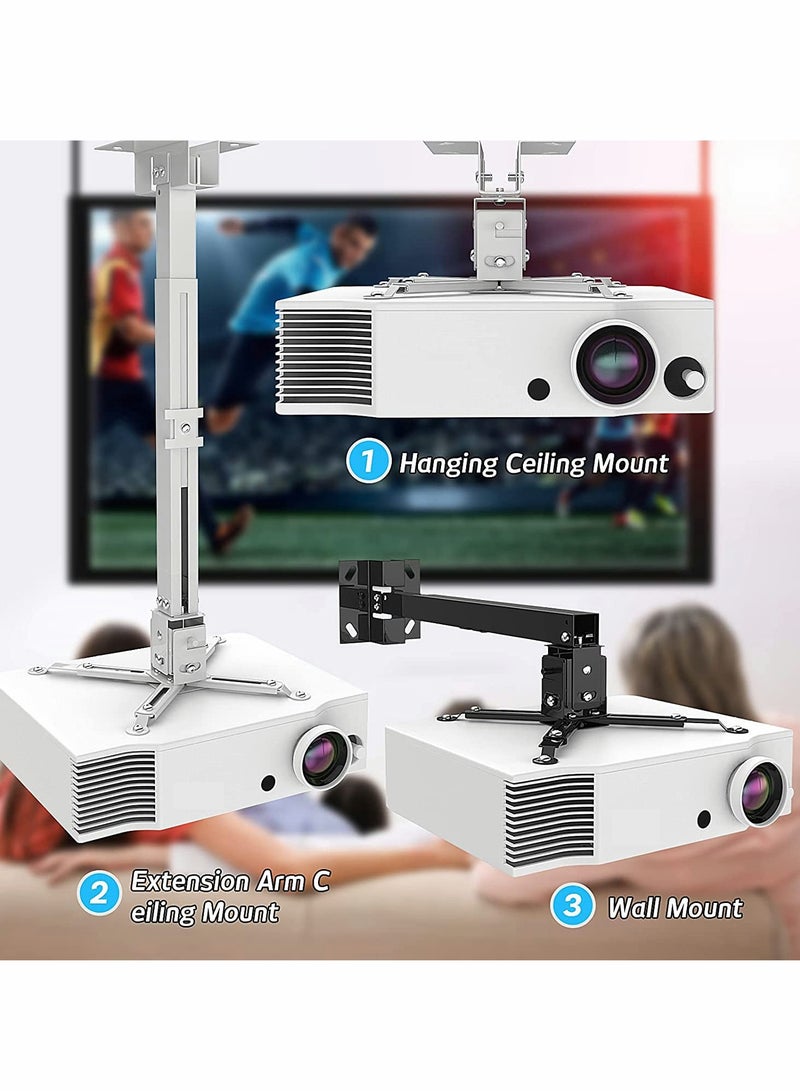 Universal Projector Ceiling Mount - 360° Rotation  15° Tilt, Supports Up to 15kg for LCD/DLP Projectors - Image 2
