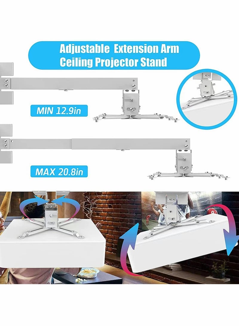 Universal Projector Ceiling Mount - 360° Rotation  15° Tilt, Supports Up to 15kg for LCD/DLP Projectors - Image 3