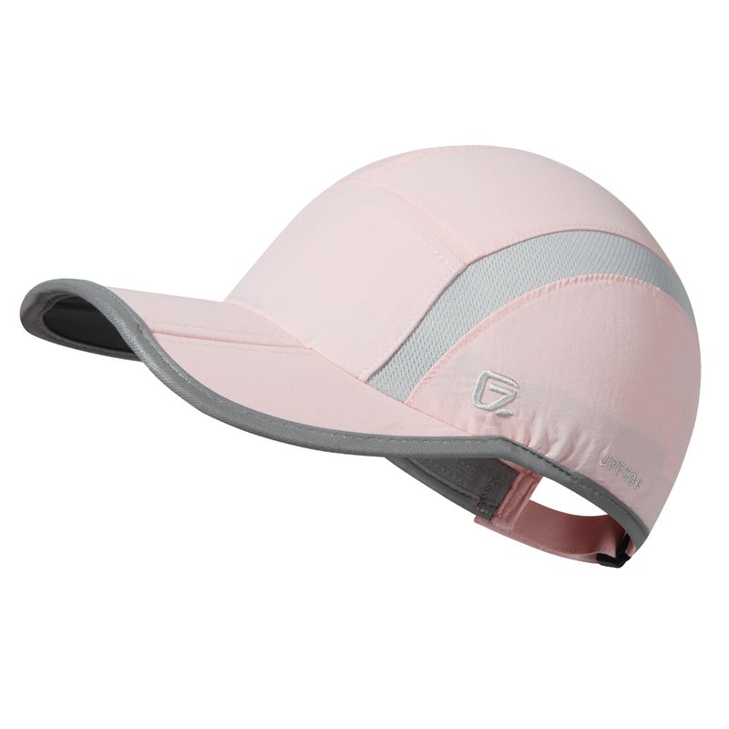 GADIEMKENSD Baseball Cap Nylon Running Cap Outdoor Sports Hat for Men Women Adjustable Quick Drying Reflective Foldable UPF50+ Breath Mesh Water Repellency Race Performance Lightweight Light Pink - Image 1