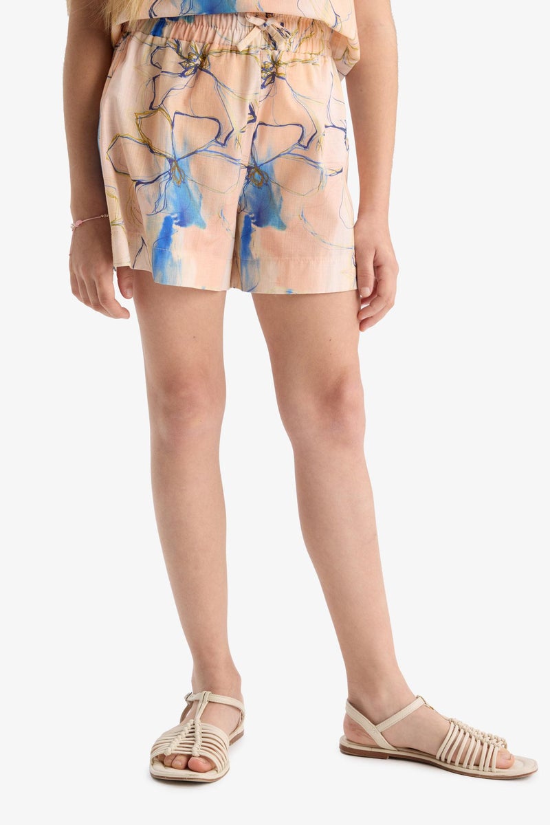 DeFacto Pink Girl Girl Elastic Waist Patterned Cotton Shorts Casual - Image 5